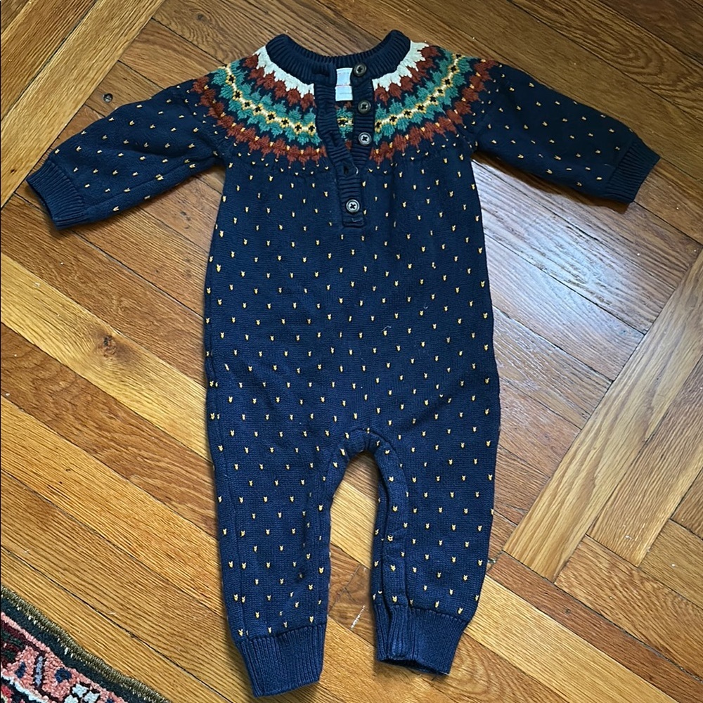 Navy Blue Knit Kids One Piece